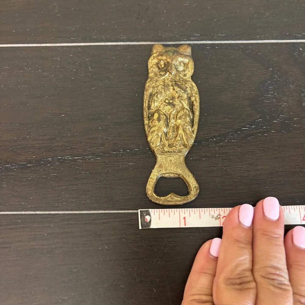 Vintage Brass Owl Bottle Opener | Bar Tool | Antiqued Gold Finish | 4.25